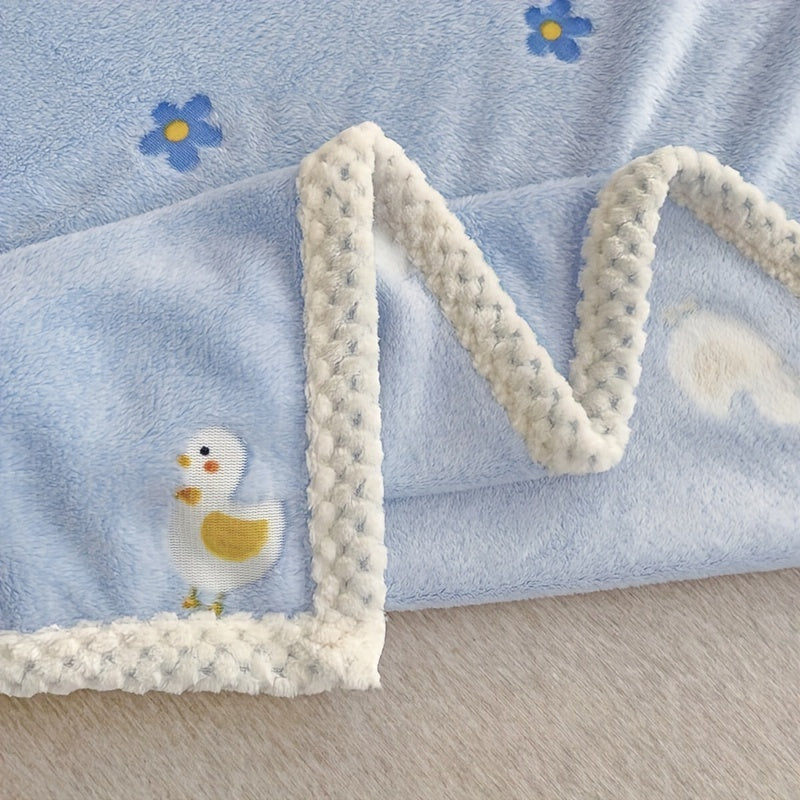 Soft & Cozy Coral Fleece Baby Blanket With Cute Duck Design - Perfect For Newborns 0-3 Years, Hand Wash Only Baby Blankets Minky Baby Blanket