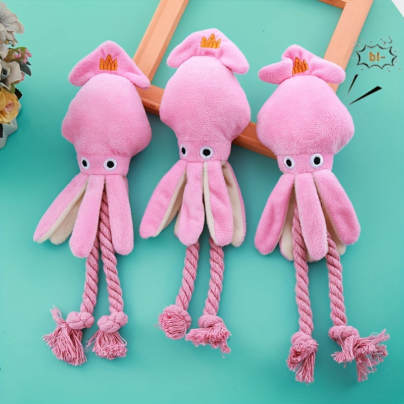 Festive Octopus Plush Dog Toy: Cute Cartoon Design, Soft Fleece Material, Perfect for Small Breeds - Kerala Elegance