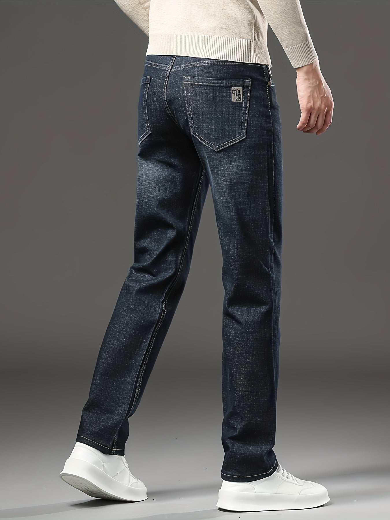 Men's Straight Leg Denim Pants, Men's Classic Design Jeans, Versatile For Business And Casual Wear