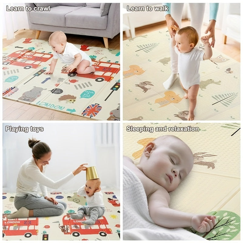 Reversible Xpe Crawling Mat For Young Youngsters 0-3 - Adorable Animal Motif, Waterproof & Simple To Clean, Ideal For Play & Living Room Decor