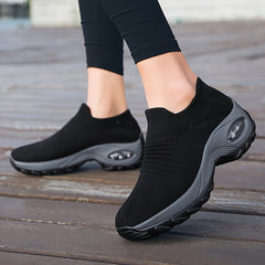 Comfortable Womens Low Top Slip-On Sneakers - Breathable Knit Upper, Round Toe, Casual Outdoor Shoes for All Seasons - Easy Wear, Soft Insole, and Relaxed Fit