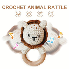 1pc Crochet Animals Rattle, Cute Rattle Built-in Bell, Shaking Bell, Rabbit Elephant Lion Rattle