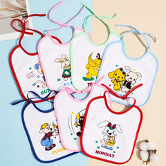 7pcs Cute Week Style Feeding Bibs, Creative Waterproof Feeding Bibs, Soft Feeding Bibs