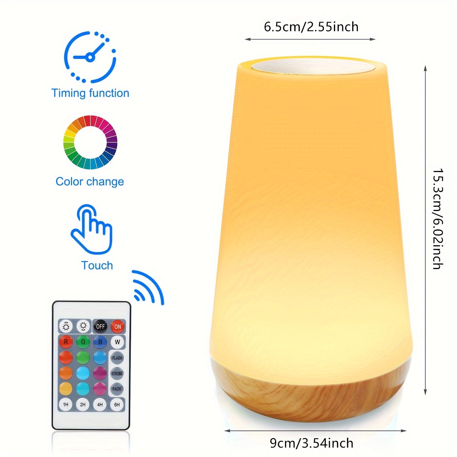 Usb Rechargeable Touch-Controlled Night Light - 13 Color Options, 3 Modes, Perfect For Bedroom Decor & Gifts