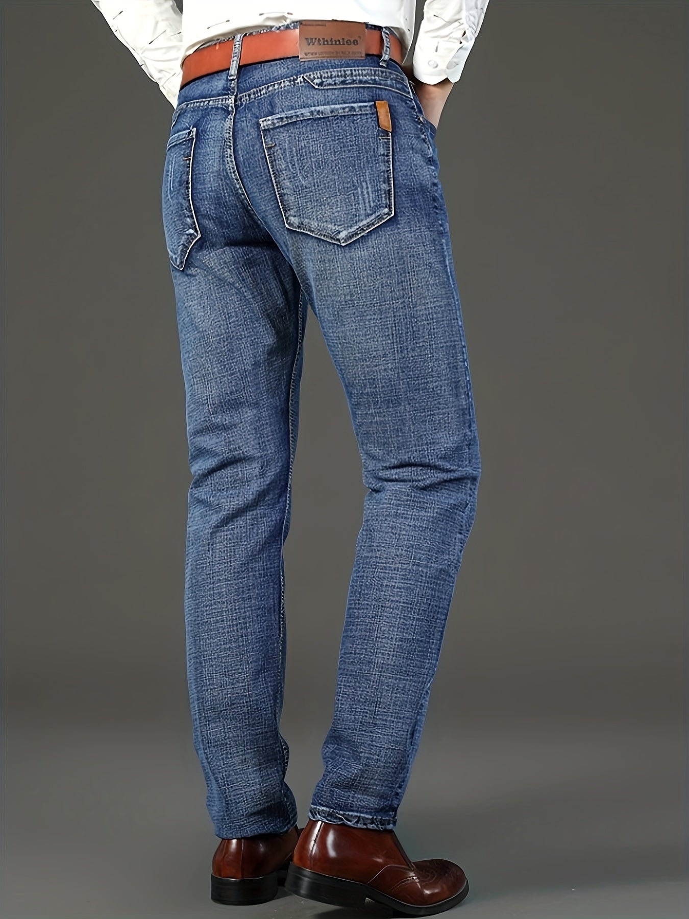 Mens Classic Denim Jeans - Fashionable Light Business Look - Comfortably Stretchy, Straight Leg Design - Ideal for Outdoor Casual Wear Everyday