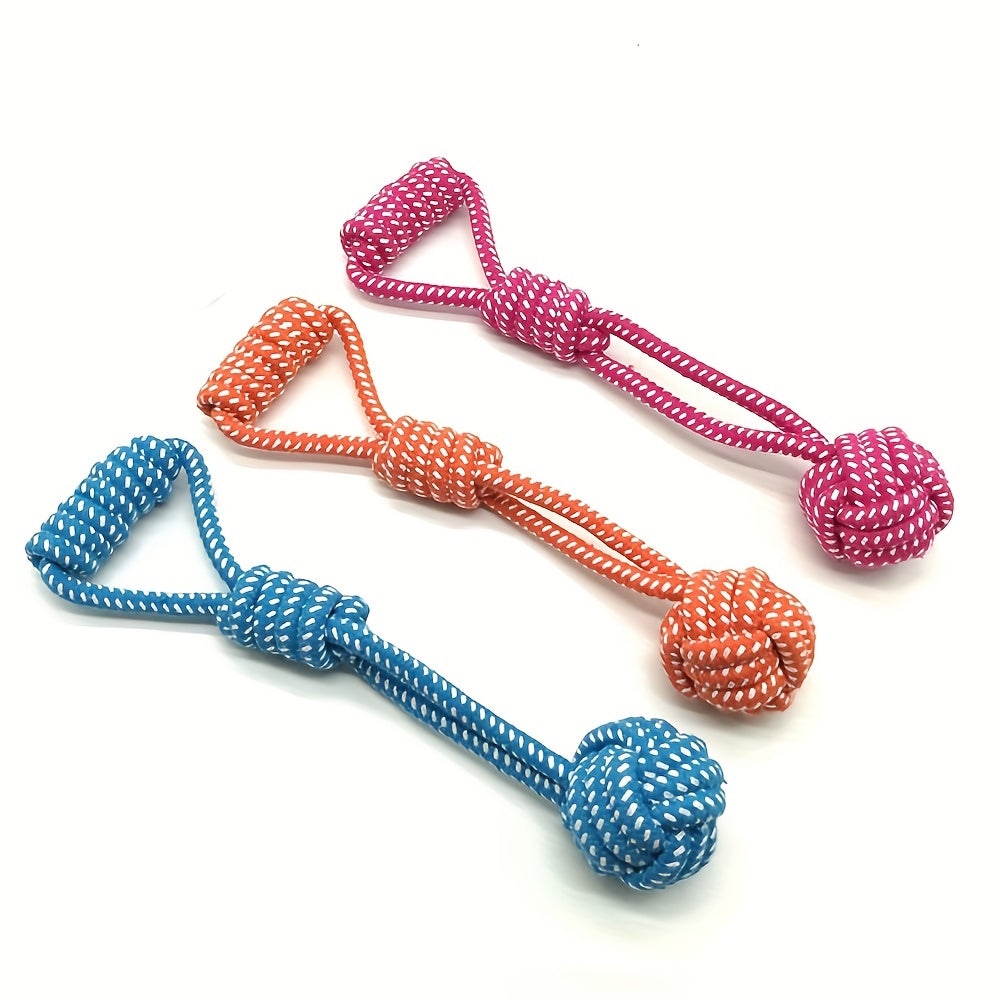 Dog Cotton Rope Toy Molar Bite Resistant Braided Rope Knot Toy Medium Large Hand Pull Toy Pet Random Color - Kerala Elegance