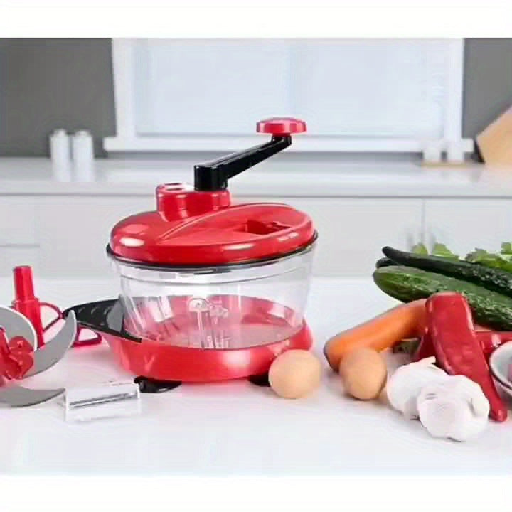 Manual Meat Grinder and Food Chopper - Plastic Hand-Cranked Multifunctional Filling Machine for Ground Meat, Vegetables, and Spices - No Electricity Needed