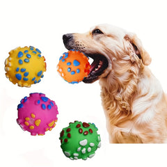 Durable Squeaky Dog Toy - Paw Print Relax Ball For All Breeds, Interactive Chew & Fetch Play Dog Toys Dog Toys For Aggressive Chewers - Kerala Elegance