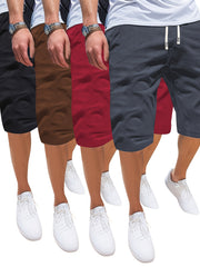 4pcs Set of Vibrant Solid Color Drawstring Shorts - Adjustable Fit, Convenient Pockets, Ultra-Comfy, Ideal for Mens Summer Jogging, Running, Hiking, and Outdoor Activities - Perfect for Casual Sports Wear