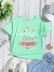 Daddys Little Princess Graffiti Tee - Soft & Breathable, Adorable Hearts Print, Short Sleeve Girls T-Shirt for Fun Spring & Summer Outdoors, Perfect Fathers Day Gift