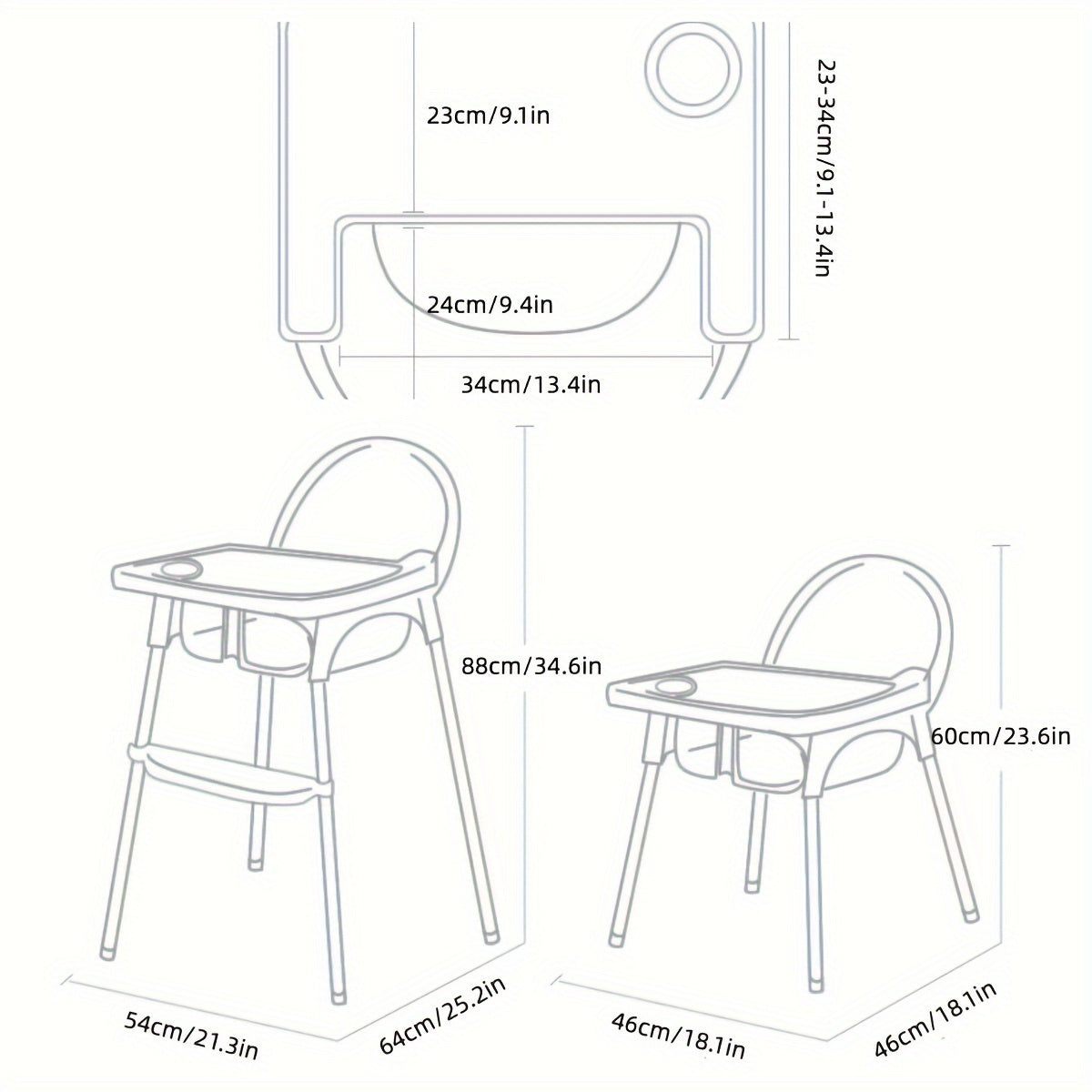 1pc Lightweight, Safe, Simple, And Practical Feeding High Chair, Dinner Chair