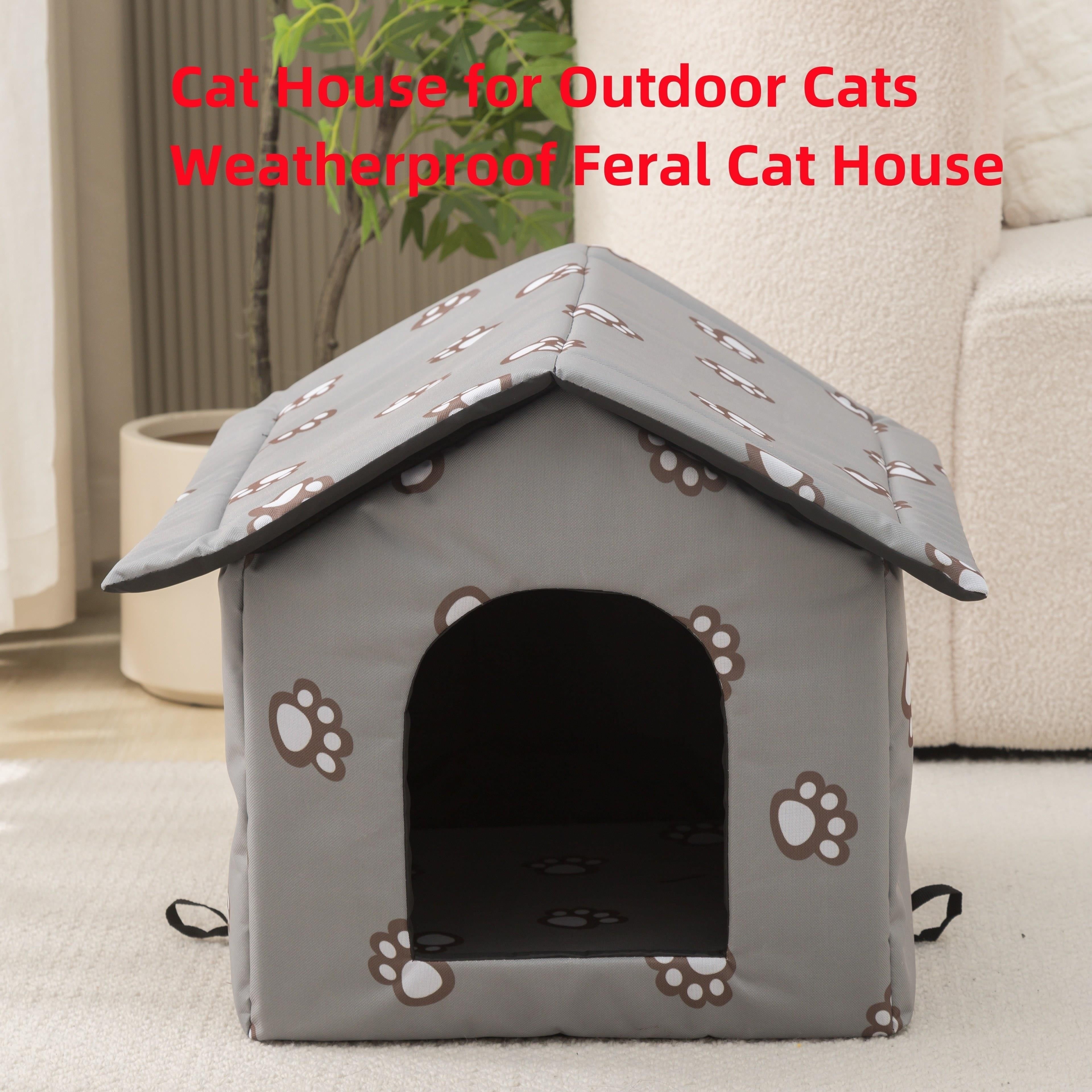 Weatherproof Outdoor Pet House - Cozy Cat Cage & Dog Kennel - Insulated Winter Shelter with Removable Mat & Double Doors - Perfect Villa Cage for Feral Cats and Small Dogs