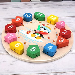 Wooden Colorful Numbered Clock Pieces - Time Telling Blocks for Kids, Ages 3+ - Perfect for Christmas and Birthday Gifts