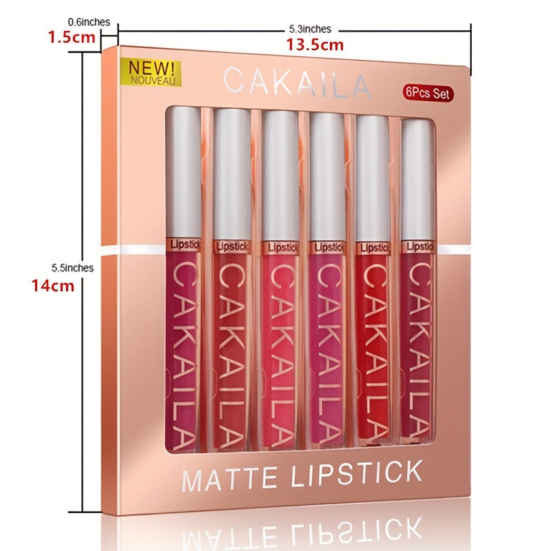 6Pcs Matte Liquid Lipstick Set Lip Stain Makeup, 24 Hour Long Lasting Waterproof Dark Red Matte Matt Lipsticks Lip Gloss Sets For Women Valentine's Day Gifts For Music Festival