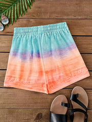 Breezy Tropical Elegance: Versatile Coconut Tree Print Casual Shorts for Women with Elastic Drawstring Waist, Durable & Easy-Care