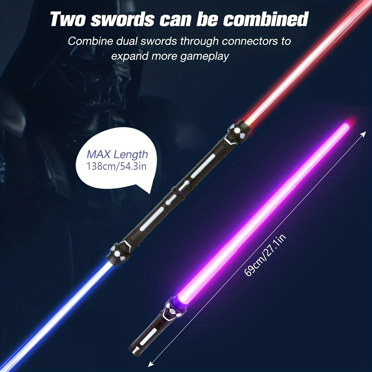 Two-in-one Long Sword Combination Laser Sword War Light Toy Transparent Sword Toy Sword Flash Stick Boys And Girls Toy Plastic Toy Band Sound Christmas, Halloween, Thanksgiving Gifts