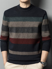 Cozy Color Block Sweater - Softly Knitted, Ultra-Stretchy, Classic Crew Neck, Warm and Cozy for Cold Weather - Designed for Men, Perfect for Fall and Winter Seasons