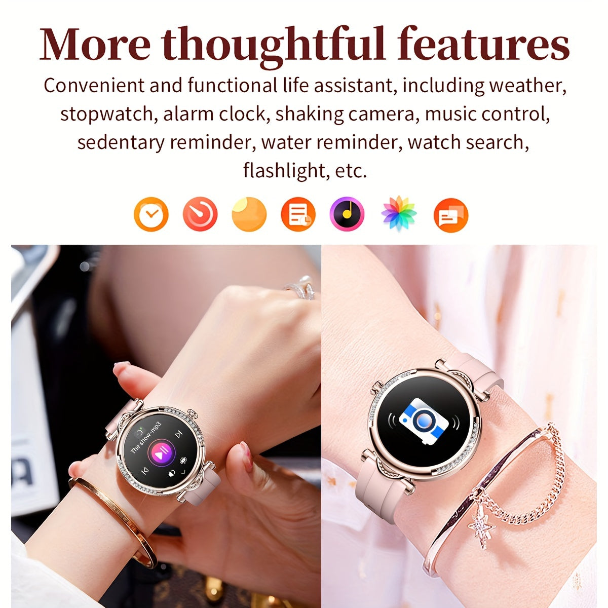 INEYES Smart Watch For Women With 1. 68.58cm Screen With Wireless 5.2 ( Answer/ Make Calls) 100+ Sports Modes, Watch For Women' S Voice Assistant, Weather, Music Control, Multiple Design Styles Smartwatch