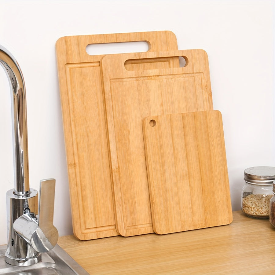 Royal Craft Bamboo Cutting Board Set, With Juice Groove - Thick Chopping Block For Meat & Vegetables, Easy-Grip Handle, Perfect For Kitchen & Dining, Ideal For Christmas/Ramadan/Respect For The Aged Day, Food-Safe Material