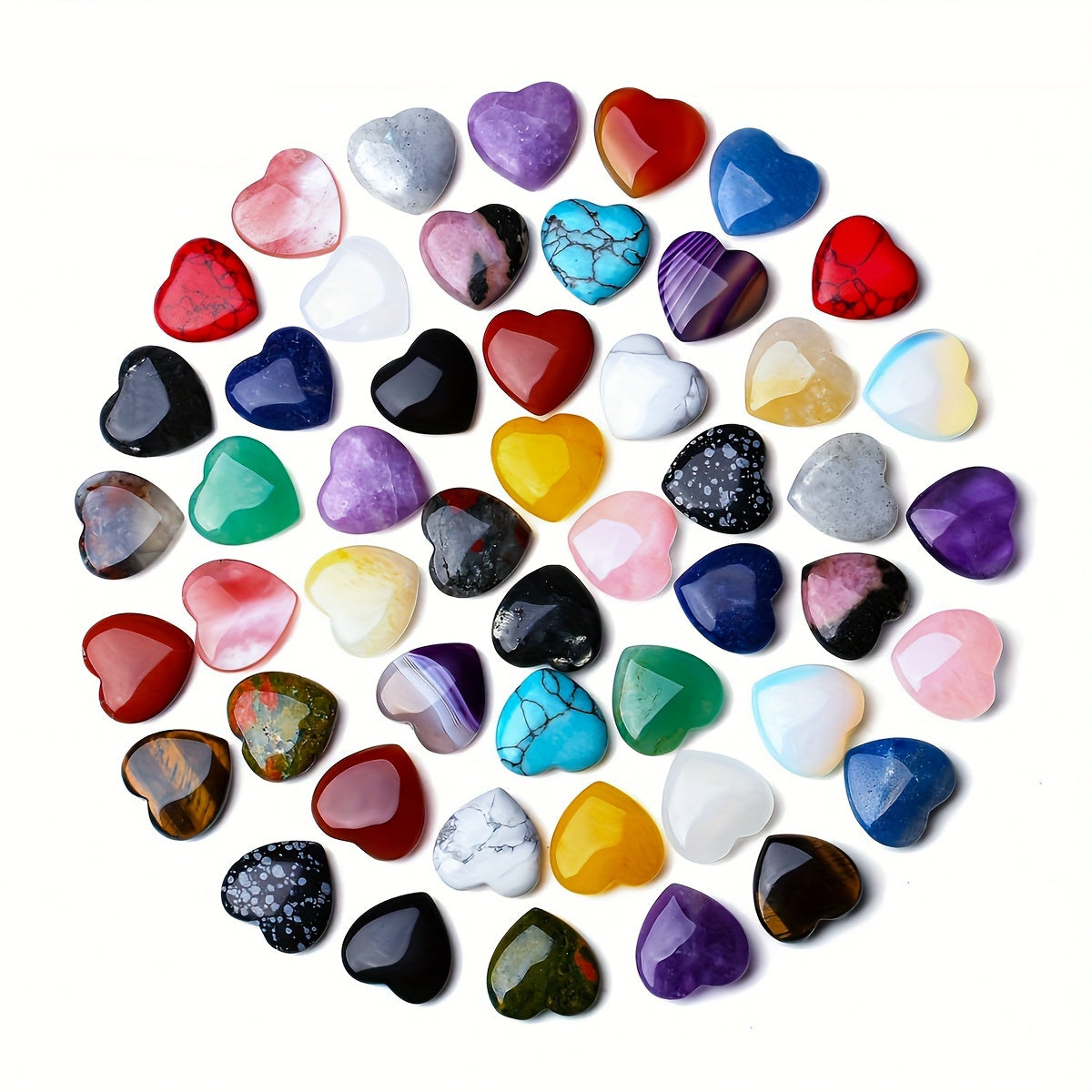 Qicai Xiaolu Assorted Natural Stone and Crystal Hearts - Polished Gemstones for Crafts,,,, Witchcraft - Ideal for Mother's Day, Christmas, Halloween, Thanksgiving Gifts, Suitable for Ages 14+