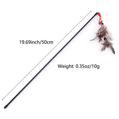 Interactive Cat Toy - 1pc Cat Teaser Stick with Feather & Bell for Indoor Cats' Fun & Exercise - Kerala Elegance