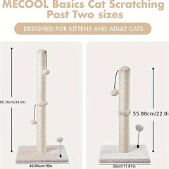 MECOOL 86.36cm Tall Cat Scratching Post with Hanging Balls - Sisal Scratch Pole for Adult Cats and Kittens - Kerala Elegance