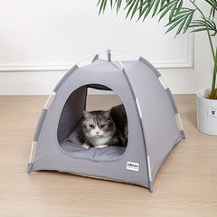 Classic Style Polyester Fiber Cat Tent - Summer Pet House Nest with Cool Sleeping Mat for Comfortable Indoor Cat and Dog Bed - Suitable for All Seasons Use