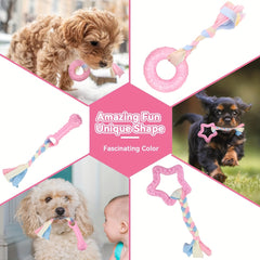 6 Packs Puppy Chew Toys For Teething, Cute Pink Puppy Toys Small Dog Toys, Soft Rubber Rope Dog Toys, Funny Bone Ball, Cleaning Teeth Dog Chew Toys, Puppy Teething Toys For Puppies - Kerala Elegance