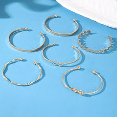 6pcs Chic Bracelets Trendy Flower/ Knot/ Heart Design Mix And Match For Daily Outfits Party Accessories Adjustable Jewelry