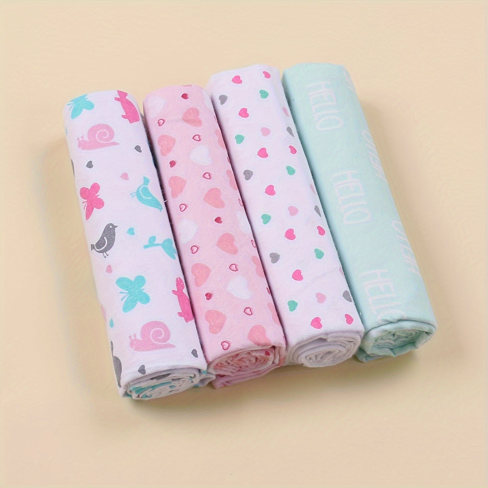 4pcs Blankets, Full Cotton Flannel Soft Towels, Cute Blankets