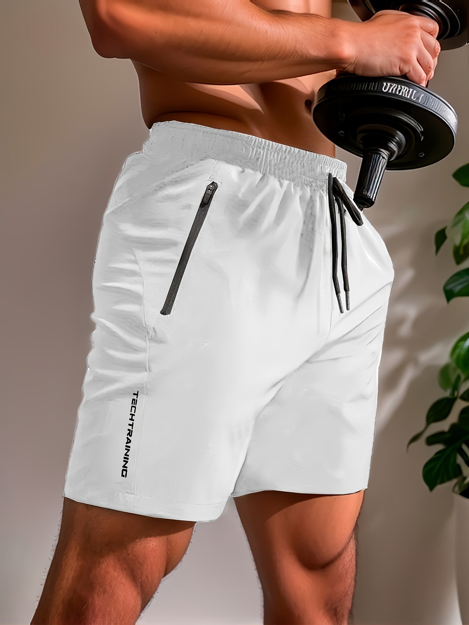 3pcs Men's Athletic Shorts, Summer Casual Quick-Dry Elastic Waistband Drawstring Shorts With Zipper Pockets, Durable Comfort For Gym And Outdoor Leisure Activities