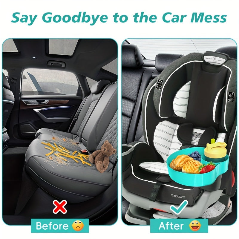 1pc Car Seat Food Snack Travel Tray, Travel Tray For Carseat, Cup Holder With Food Tray, Stroller Snacks Plate Car Seat Tray For Travel, Car Cup Holder