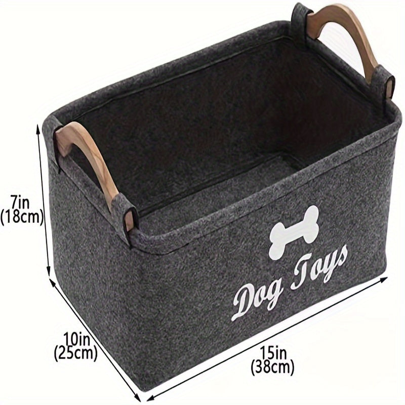 Cotton Felt Pet Toy Storage Bin Collapsible Organizer Box with Handles for Home Organization - Kerala Elegance