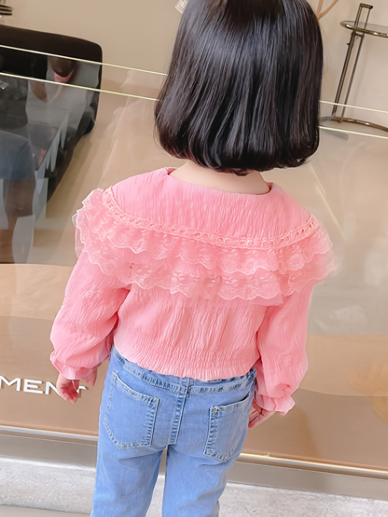 Girls Charming Lace Blouse with Sweet Collar - Long Sleeve Spring & Summer Tops - Adorable Casual Wear for Stylish Girls