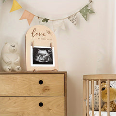 1pc Creative Wooden Ultrasonic Photo Frame, Double-sided Logo, Pregnancy Announcement Sign, Ultrasonic Photo Frame, Pregnancy Gift For New Mothers, Room Decor