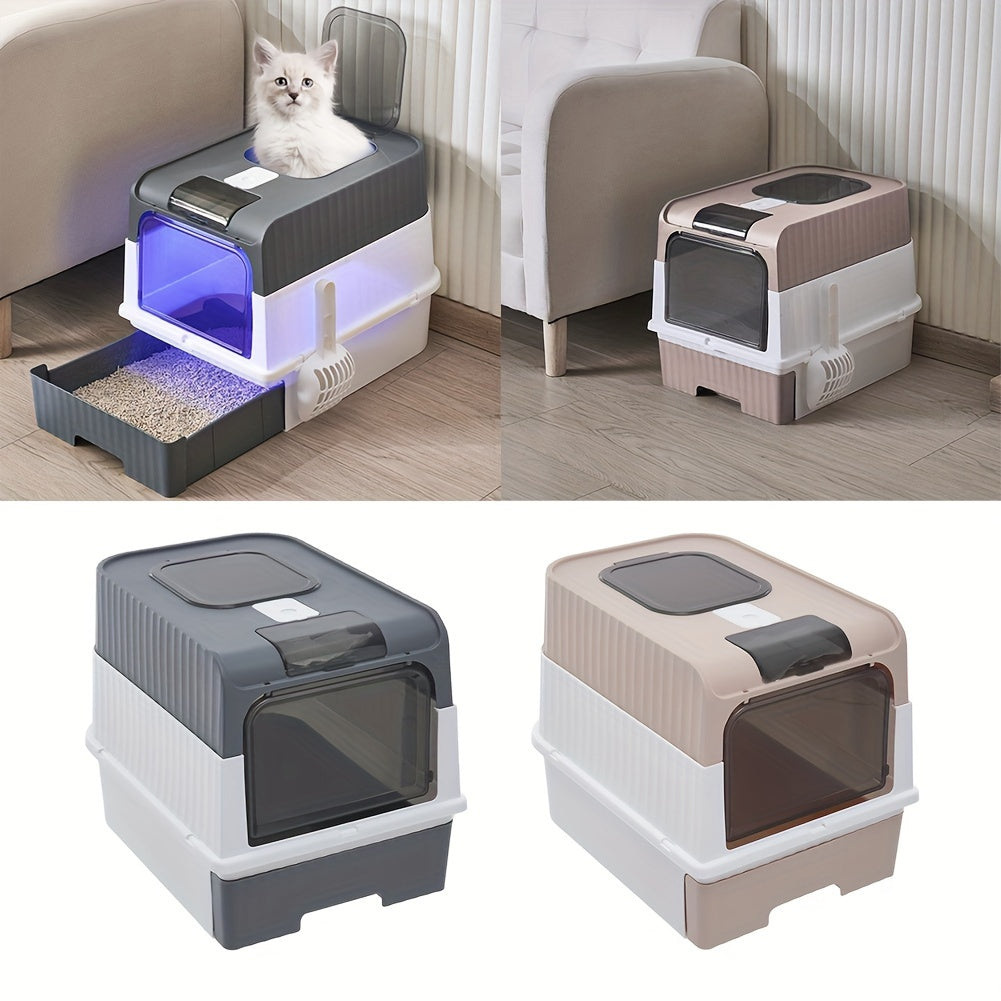 Automatic Self-Cleaning Cat Litter Box, Extra-Large, Enclosed Drawer Type Cat Toilet, Foldable, Odor Control, Pet Hygienic Cleaning Solution