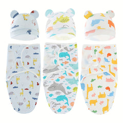 Adorable Cartoon Animal Pattern Swaddle Blanket - Comfortable & Adjustable Sleep Sack For 0-6 Months Newborn Infant Boys & Girls - Easy Wrapping Swaddle To Prevent Startle Reflex