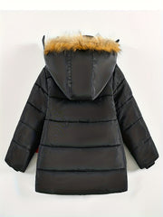 Boy's Hooded Down Jacket with Fleece Lining - Warm, Zip-Up Winter Coat, Perfect for Outdoor Activities and Gifting