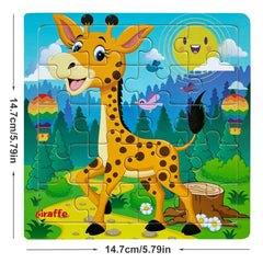 Diikamiiok 5.79in/14.7cm 20pcs/pack Wooden Puzzle Cartoon Animals Car Letter Number Pattern Jigsaw Puzzles Game, Kids Educational Learning Toys Halloween, Christmas Gift, Thanksgiving Day Gift