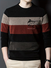 Ultra-Comfortable Mens Color Block Sweater - Soft Knit, High Stretch Pullover - Versatile Casual Style for Fall Winter