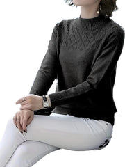 Chic Womens Long Sleeve Mock Neck Sweater - Refined Fall & Spring Wear - Elegant Casual Style for Versatile Styling