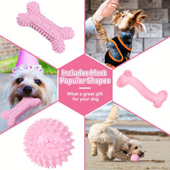 6 Packs Puppy Chew Toys For Teething, Cute Pink Puppy Toys Small Dog Toys, Soft Rubber Rope Dog Toys, Funny Bone Ball, Cleaning Teeth Dog Chew Toys, Puppy Teething Toys For Puppies - Kerala Elegance