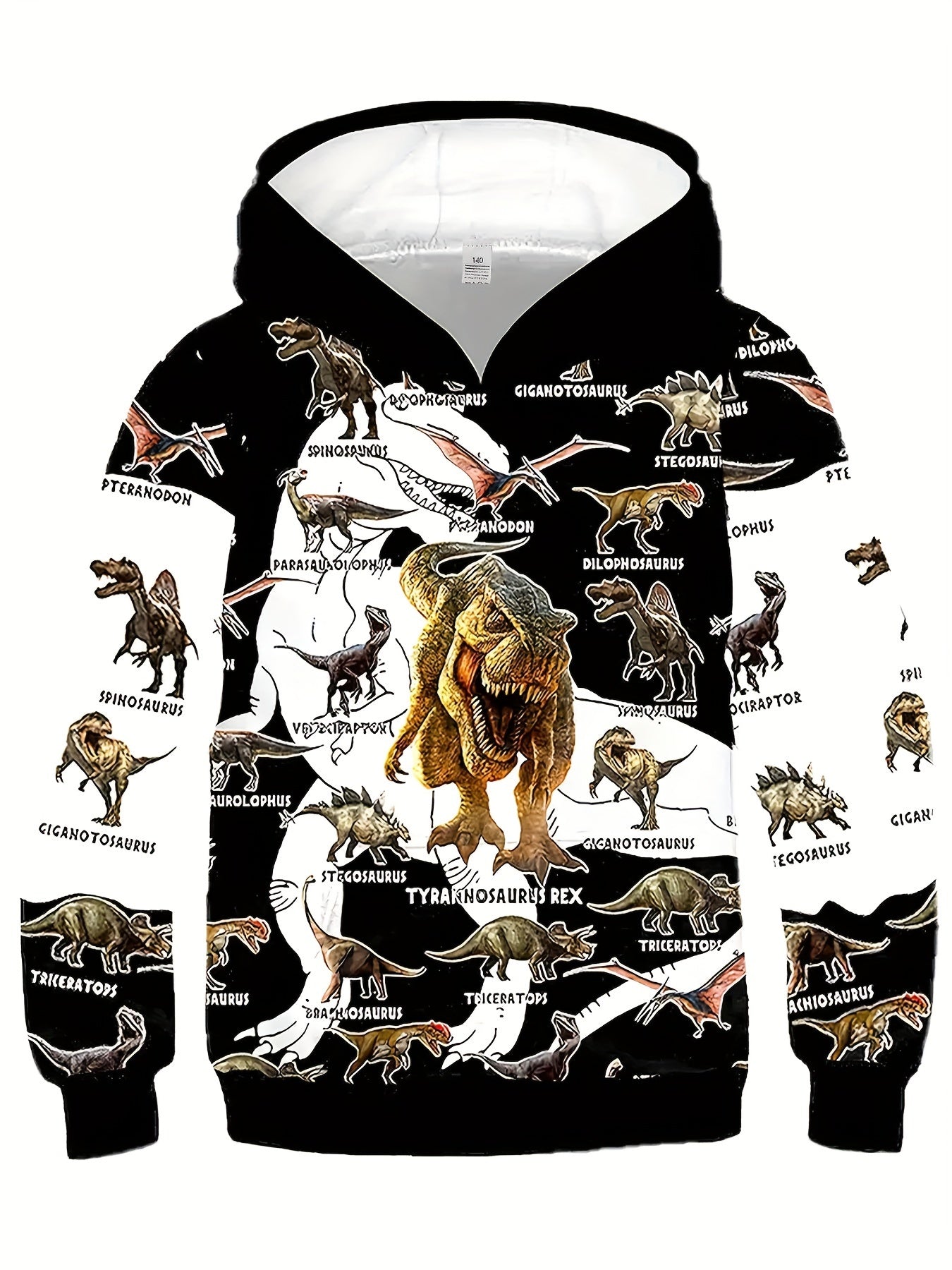 3D Dinosaur Pattern Kid's Hoodie, Trendy Long Sleeve Top, Boy's Clothes For Spring Fall Winter