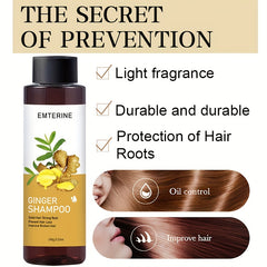 100g Ginger Shampoo, 2-in-1 Formula, Oil Control, Volume Boost For Thinning Hair, Hair Root Strengthening, Fresh Scent