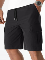 Mens Regular Fit Summer Casual Shorts - Multi-Pocket, Slight Stretch, Drawstring Waist, Breathable Polyester Fabric - Perfect for Running, Outdoor Activities, Daily Wear