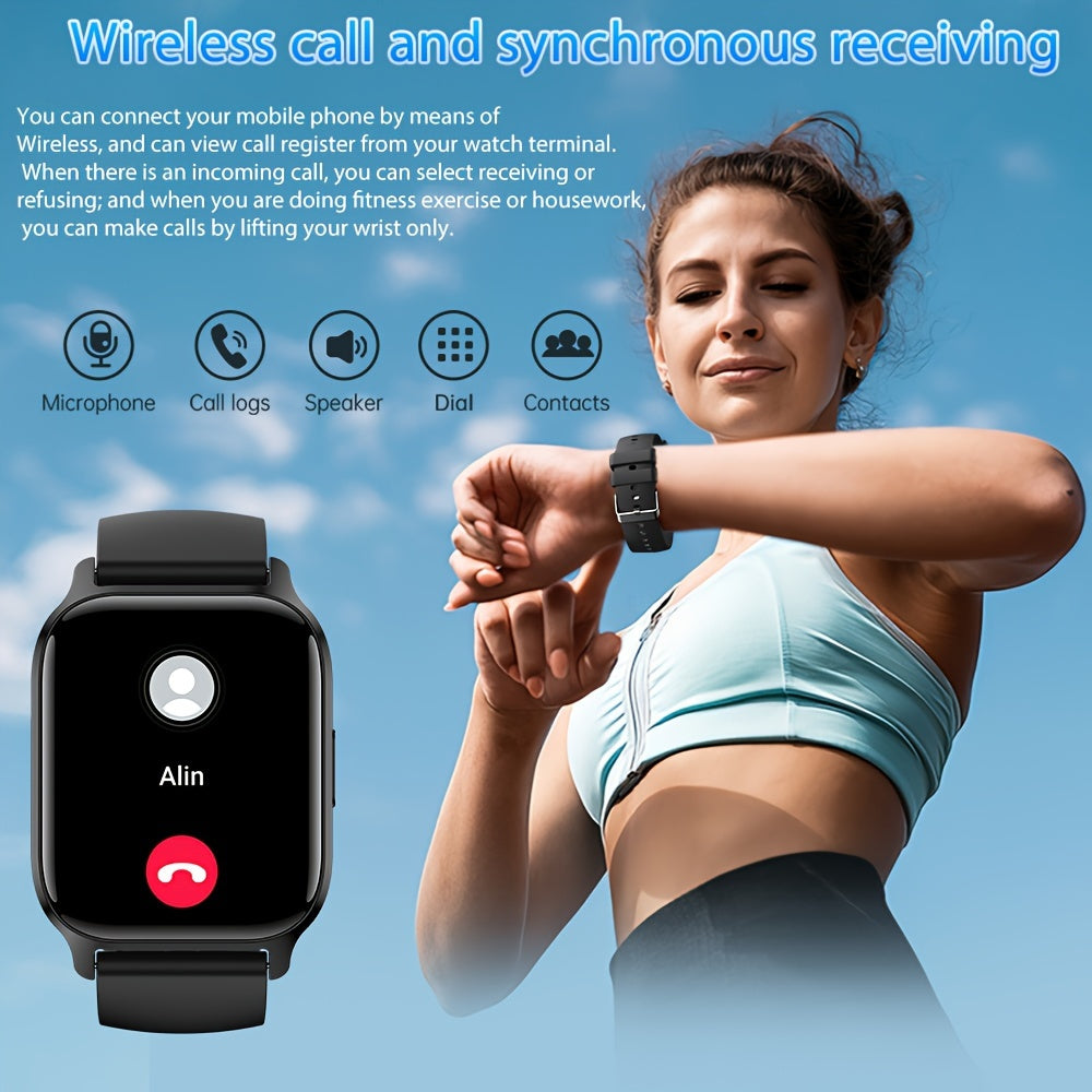 Wireless Calling Smart Watch Men, Smartwatch For Women, Outdoor Fitness Sport Watch Compatible For IPhone And Android Phones With 100+ Sport Modes/Ai Voice Control/Sleep Monitor/Music Control/Remote Camera/Alarm Clock