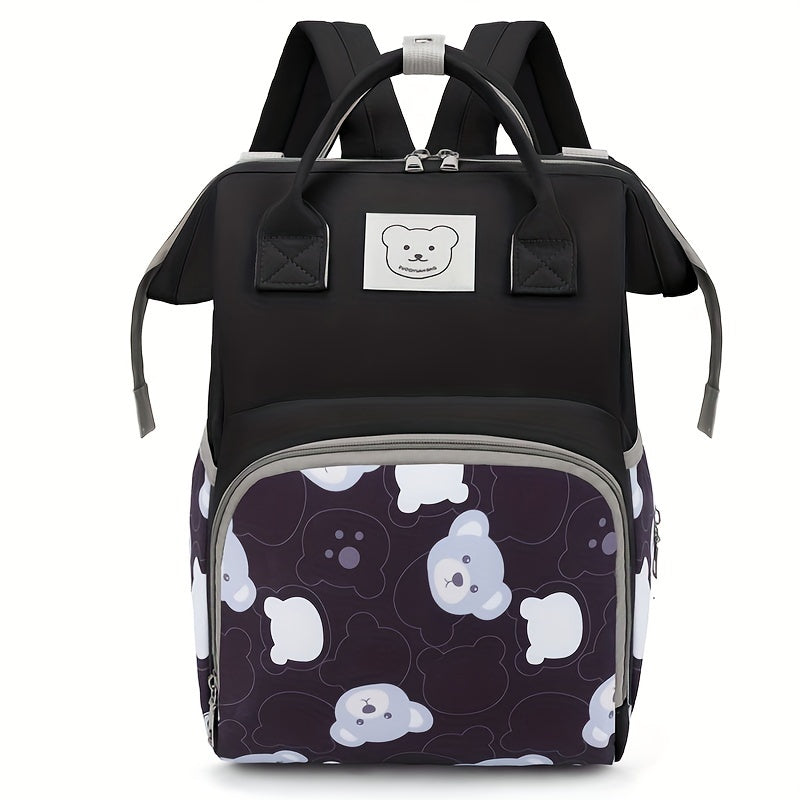 Fashion-Forward Moms Backpack - Ultra-Lightweight, Waterproof, & Spacious with Adorable Bear Design - Perfect for On-the-Go, Includes Stroller Attachment