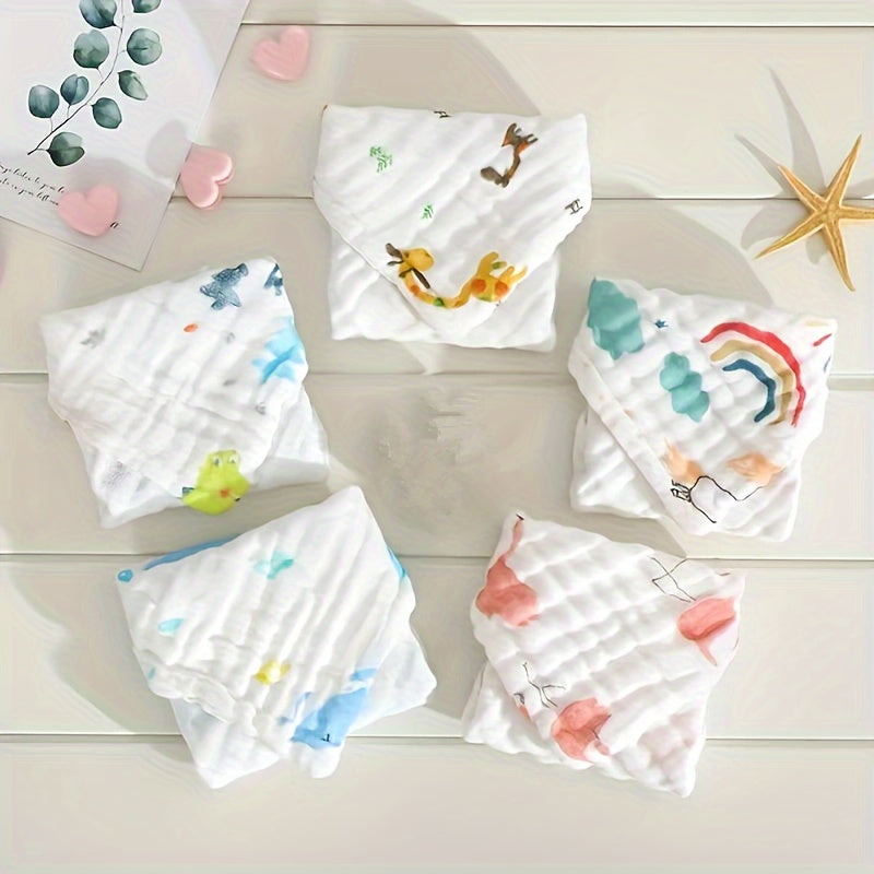 5pcs 30x30cm Cotton Soft Baby Towels, Baby Face Towels, Handkerchief, Bathing Feeding Face Washcloth, Wipe, Burp Cloths