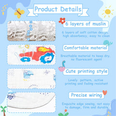 5pcs 6-layer Cotton Gauze Bibs, Soft Feeding Bibs (random Color)