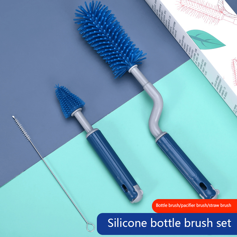 3pcs Silicone Bottle Cleaning Set - Soft & Durable brushes for Deep Cleaning Pacifiers, Bottles & More - Non-abrasive, Effective Tools